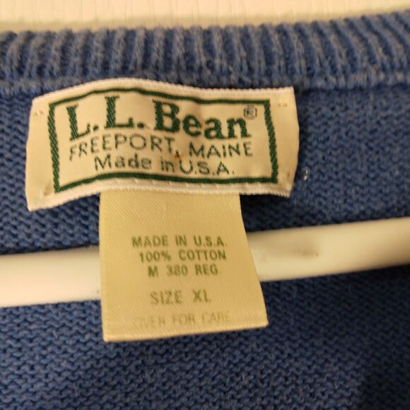 L.L. Bean vintage sweater mens XL Xlarge Blue v-neck made in USA - Picture 6 of 7